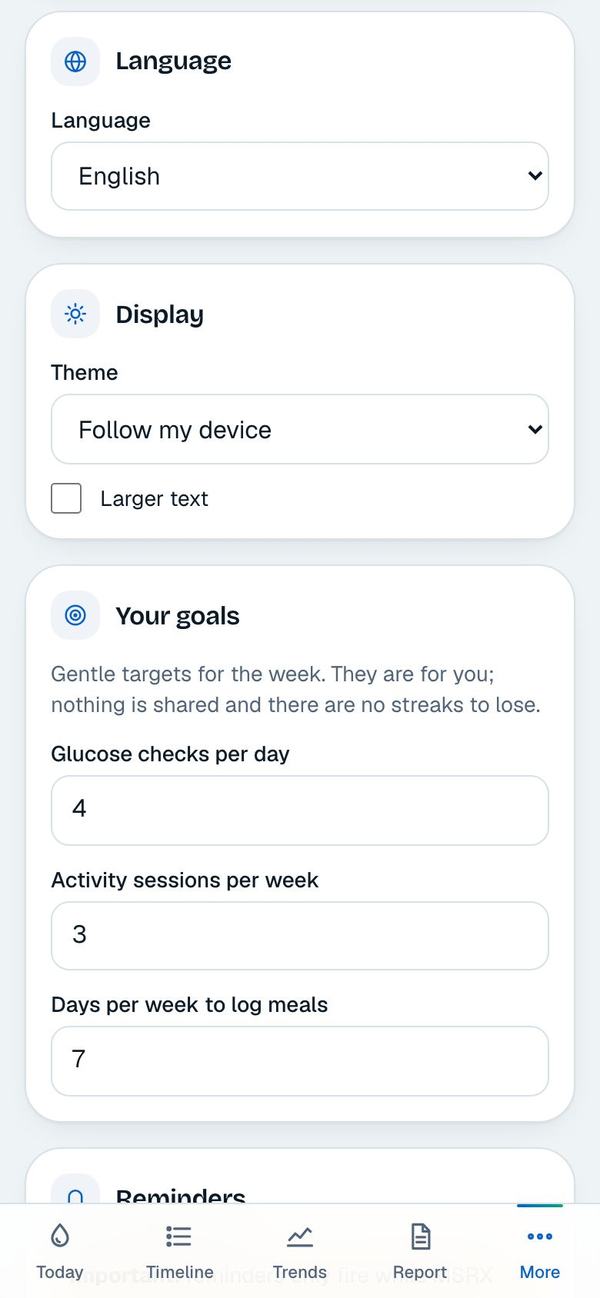The Language and Display settings