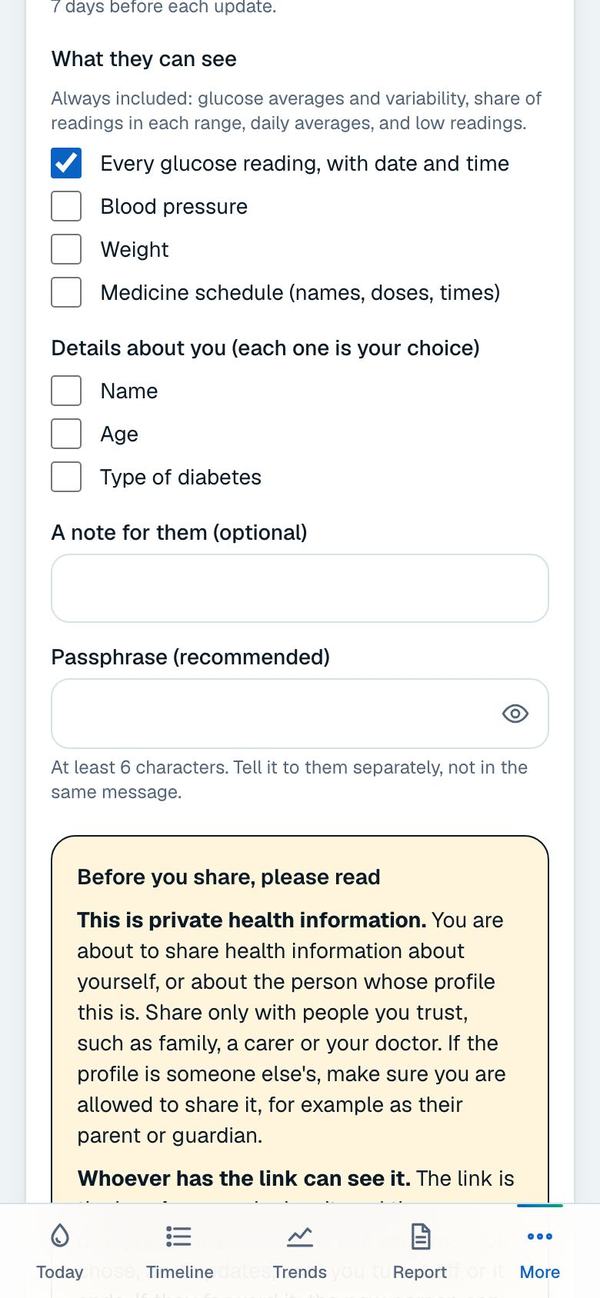 The checkboxes for what a live link includes