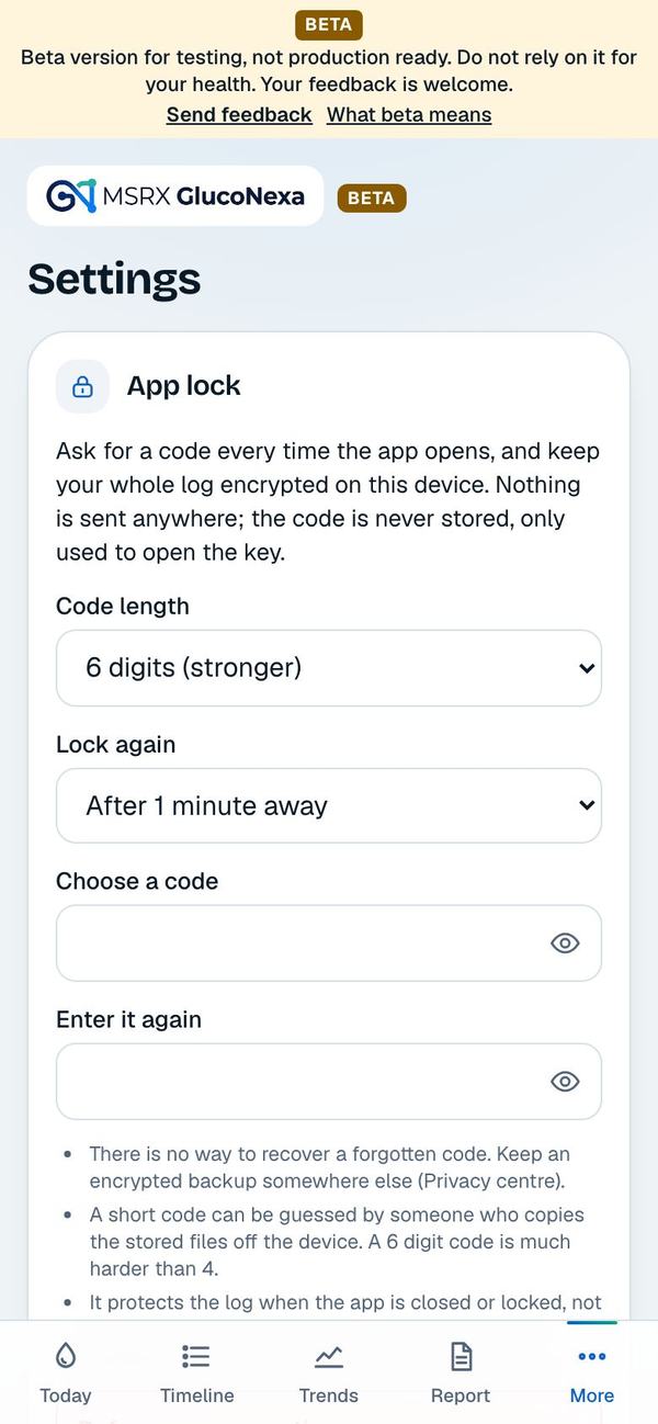 The Settings screen